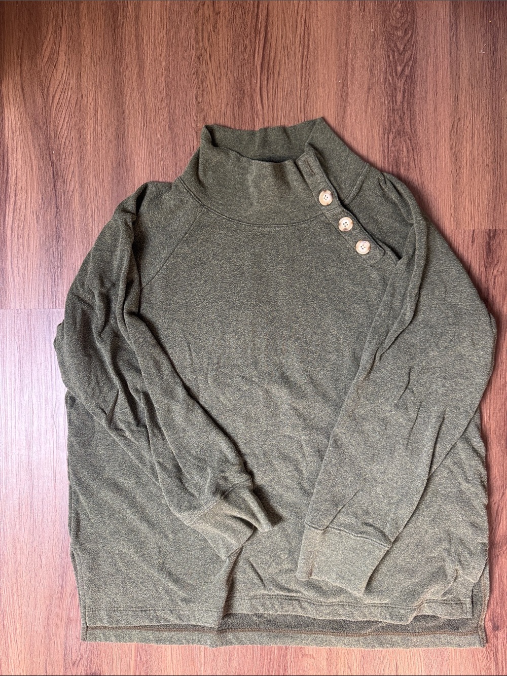J. Crew Olive Green Button-Shoulder Pullover